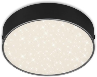 Briloner LED Deckenleuchte Flame Star schwarz Ø 15,7 cm mit Sternenhimmel