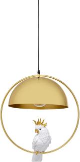 Kare Design Hängeleuchte Animal Cockatoo, Gold/Weiß, Hängelampe, Pendelleuchte, Stahl Gestell, Stahl Schirm, schwenkbar, handgearbeitet, keine Leuchtmittel inklusive, 60 x 46 x 46 cm (H/B/T)