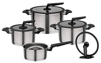 GSW Topf-Set APART, Edelstahl 18/8 (Set, 9-tlg, je 1 Fleischtopf 16/20/24 cm, 1 Stieltopf 16 cm), Induktion