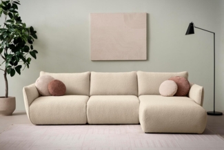 DOMO. collection Ecksofa 800 022, Modulsofa in L-Form mit Taschenfederkern und attraktiver Biese-Naht, Sofa, Polsterecke, Eckcouch 276 x 168 x 79 cm (BxTxH), beige