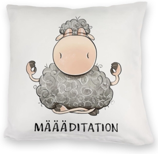 speecheese Dekokissen Schaf Kuschelkissen mit Spruch MÄÄÄditation