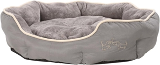 Dehner Lieblinge Hundebett und Katzenbett Sammy, oval, ca. 90 x 80 x 14 cm, Polyester, grau
