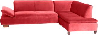 Terrence Ecksofa Samtvelours Rot Buche Nussbaumfarben