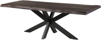 Massivmoebel24 Baumkantentisch FREEFORM (200 x 100 x 77 Mango, Baumkantentisch Esstisch Akazie Echtholz echte Baumkante massiv), Echte Baumkante, Natürliche Risse und Unebenheiten