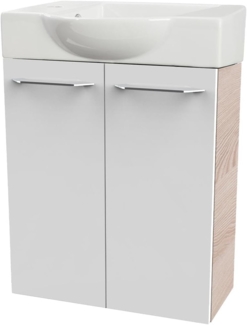 Fackelmann SBC B. CLEVER Gäste WC Set 2-teilig 55 cm, Braun hell/Weiß, 2 Türen, Keramik links