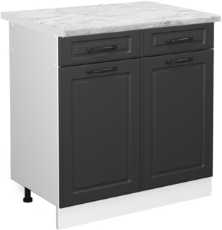 Vicco Küchenunterschrank R-Line, Anthrazit Landhaus/Weiß, 80 cm, AP Marmor