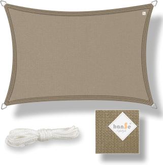 hanSe® Marken Sonnensegel HDPE Rechteck 2x3 m Taupe UV-Schutz Sonnenschutz Schattenspender