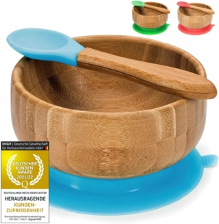 all Kids United Schüssel Kinder Breischüssel mit Saugnapf, Bambus, (Baby Müslischale), Breischale