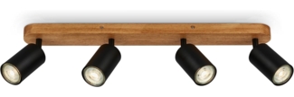 B.K.Licht - Deckenlampe schwenkbar, GU10 Fassung, max. 9 W, Deckenleuchte, Lampe, Wohnzimmerlampe, Schlafzimmerlampe, Küchenlampe, Deckenstrahler, Deckenbeleuchtung, 55 cm, Schwarz-Holz