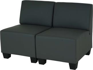 Modular 2-Sitzer Sofa Couch Lyon, Kunstleder ~ dunkelgrau, ohne Armlehnen