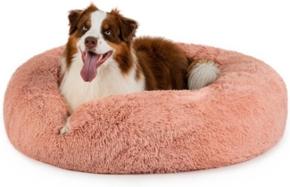 lionto Donutbett für Hunde und Katzen, Flauschiges Hundebett rund für kleine und große Heimtiere, Ø 100 cm, weiches Katzenbett aus kuscheligem Plüsch, Hundekissen mit extra Dicker Füllung, rosa