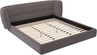 Vente-unique - Bett 140 x 200 cm mit geschwungenem Kopfteil - Bouclé-Stoff - Grau - LARUMO von Maison Céphy