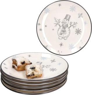 MamboCat Frühstücksteller 6x Olove Kuchenteller Schneemann Steingut Dessertteller Weihnachten