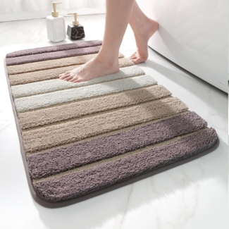 DEXI Badezimmerteppich rutschfest Badematte 40x60 cm,Badteppich Saugfähig Weich Maschinenwaschbar für Badezimmer,Beige