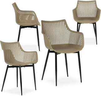IDIMEX Gartenstuhl VIOLETTA (4 St), Moderne Outdoor Schalenstühle 4er Set aus Alu & Kunststoff champagner