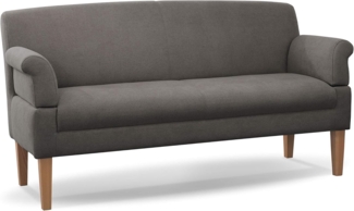 CAVADORE 3-Sitzer Küchensofa Malm, Sitzbank für Küche oder Esszimmer inkl. Armteilverstellung, Leichte Fleckenentfernung dank Soft Clean, 182 x 97 x 78, Flachgewebe: grau