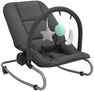 vidaXL Babywippe 3-Punkt-Sicherheitsgurt Schaukelbar Arretierbar Baby Schaukel Wippe Wiege Liege Spielbogen Babyschaukel Schaukelwippe Babywiege Anthrazit Stahl