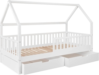 Ehrenkind Hausbett Livo aus massivem Buchenholz in verschiedenen Größen (FSC® zertifiziertMontessori Kinderbett, Jugendbett, 90x200), höhenverstellbar