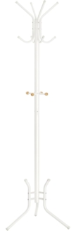 SONGMICS Garderobenständer aus Metall, stabiler Kleiderständer, Garderobe, für Kleidung, Taschen und Hüte, Höhe 178 cm, mit 12 Haken, perlweiß RCR017W01
