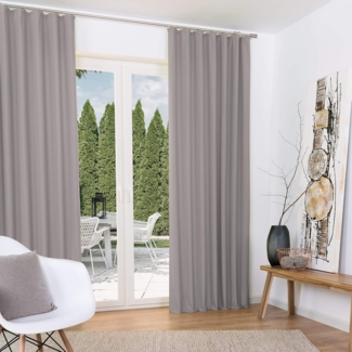 Beautissu Vorhang Amelie Luna, 2er Set Kräuselband Thermogardine 140x245cm