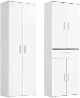 mokebo Schrank-Set Die Allzweckwaffe, (2er-Set), Stauraum-Set aus Besenschrank & Schubladenschrank in Weiß