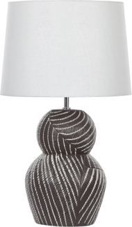 'Guapore' Tischlampe mit Keramikfuß Schwarz 63 cm Streifenmuster Kabel mit Schalter Lampenschirm aus Baumwolle / Jute in Weiß Wohnzimmer Schlafzimmer