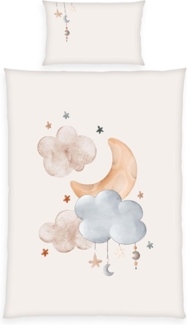 Herding Baby Kinder Renforce Bettwäsche Moon and Stars beige 2485290063 100x135 cm