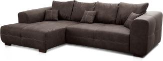 Cavadore Ecksofa Mavericco / XXL Eckcouch Inkl. Rückenkissen und Zierkissen / Longchair links / Industrial Style / 285 x 69 x 170 (BxHxT) / Mikrofaser Anthrazit