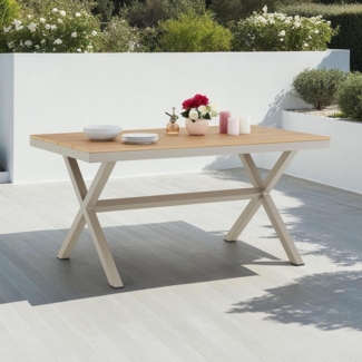 IDIMEX Gartentisch WINDY, Outdoor Tisch 150x90 cm wetterfest aus Alu & WPC champagner/natur
