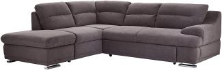 Mivano Ecksofa Coast / Große Schlafcouch in L-Form mit Ottomane links, Inkl. Bettfunktion und Stauraum, 264 x 88 x 217, Mikrofaser: grau