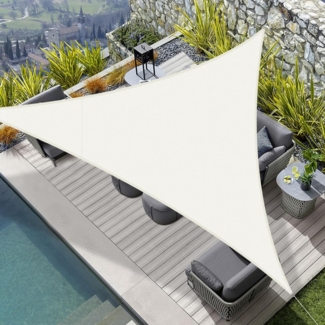 HENG FENG Sonnensegel Wasserdicht Dreieckig 3.6 x 3.6 x 3.6 m,Sonnenschutz Wetterfest PES Polyester,Windschutz Wasserabweisend mit 95% UV-Schutz für Balkon Garten Terrasse,Beige