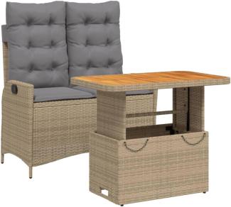 vidaXL 2-tlg. Garten-Essgruppe mit Kissen Beige Poly Rattan 3277490