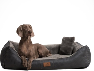 FLOYD Velours-Plüsch Orthopädisches Hundebett - 120x85cm, 02 Graphit