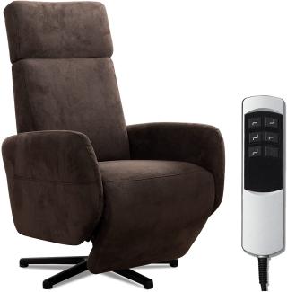 Cavadore TV-Sessel Cobra mit Motoren + Akku / Fernsehsessel mit Liegefunktion, Relaxfunktion / Mit Fernbedienung / Sternfuß, belastbar bis 130 kg / 71 x 110 x 82 / Lederoptik, Dunkelbraun