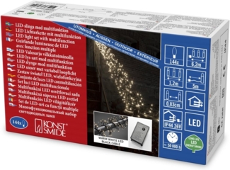 Konstsmide Micro LED Büschellichterkette Cluster, mit 8 Funktionen, Steuergerät und Memoryfunktion, 144 bunte Dioden, 36V Außentrafo, schwarzes Kabel - 3858-500