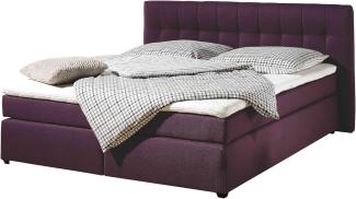 Maintal Boxspringbett Jeremy, 100 x 200 cm, Strukturstoff, 7-Zonen-Kaltschaum Matratze H3, beere