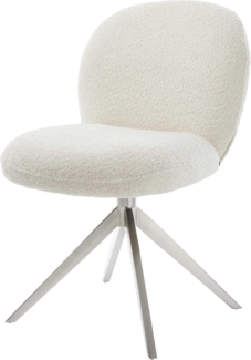 Drehstuhl Nube-Flex Bouclé Weiß Kreuzgestell breit Edelstahl 360° drehbar Wippfunktion Taschenfederkern