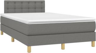 vidaXL Boxspringbett mit Matratze & LED Stoff Dunkelgrau 120x200 cm, Härtegrad: H2 [3134022]