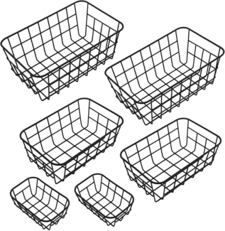 Spetebo Aufbewahrungskorb aus Metall schwarz 2x 25 / 21 / 15 cm (6er Set, 1 St, Stück), ineinander Stapelbar