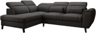 Designer Sofa Nobile mit verstellbarer Rückenlehne Stoff Schwarz Links