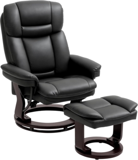 HOMCOM Relaxsessel 360°drehbarer TV-Sessel mit Hocker, Taschenfeder (Ruhesessel, 2-St, Fernsehsessel), für Wohnzimmer, Kunstleder, Schwarz