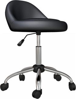 HOMCOM Rollsitz Höhenverstellbarer Arbeitshocker mit Rädern (Salonstuhl, 1 St, Bürohocker), Schwarz Ø50x63-83 cm