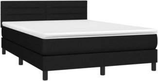vidaXL Boxspringbett mit Matratze Schwarz 140x200 cm Stoff 3140139