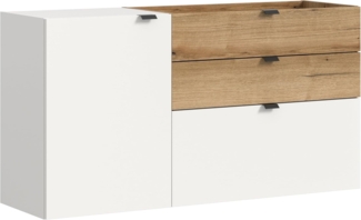 xonox. home - Hängekommode Naro 120 x 64 x 37 cm in Korpus und Front weiß und Abs. Evoke Oak Nachbildung - Hängeschrank Kommode Highboard Stauraumschrank - gemütlich & praktisch