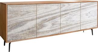 Sideboard Kleo 175 cm Akazie Natur 4 Türen Winkelfuß Metall Schwarz