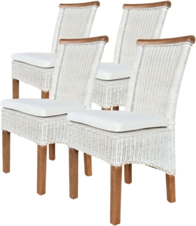 Amagohome Rattanstuhl Esszimmer Stühle Set Rattanstühle Perth 4 Stück weiß Esstisch Stühle K