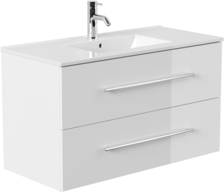 Badmöbel Firenze 100 SoftClose weiss hochglanz : Weiss hochglanz