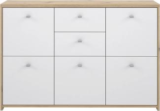 FORTE Best Chest Kommode, Holzwerkstoff, Braun/Weiß, 113,9 x 77,3 x 29,6 cm