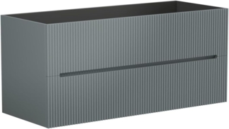 Vente-unique - Waschbeckenunterschrank hängend - 120 cm - Grau gerippt - PAVANI