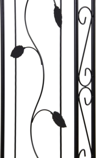 Rosenbogen Torbogen Rankhilfe Pergola Spalier Tor für Rosen Blumen Garten Terrasse Weinblatt-Design aus Metall 250 cm schwarz